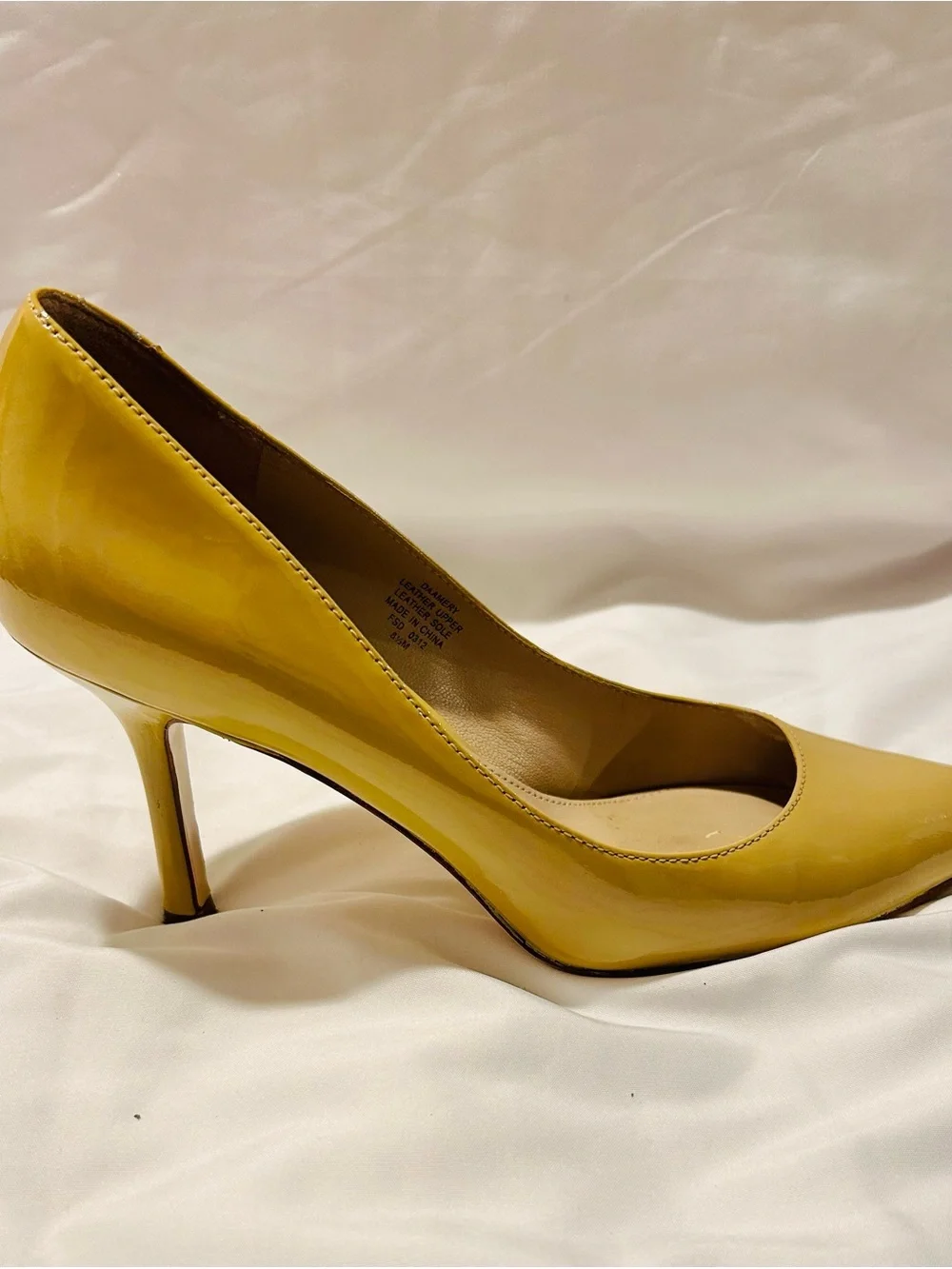 Joan & David Patent Leather Yellow Pointed-Toe Pumps